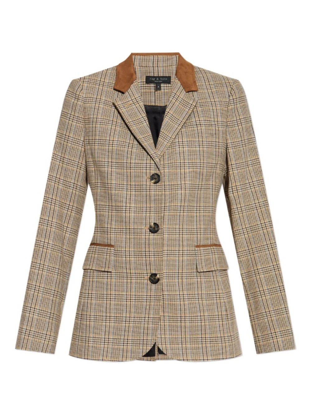 Rag & Bone 'Evia' Checked Suede-Trimmed Blazer Jacket (NWOT)